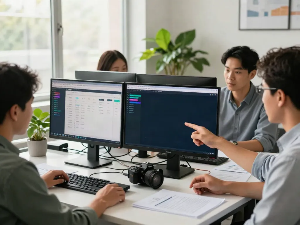 Branded professional tax software showcased in a modern office, highlighting teamwork and productivity.